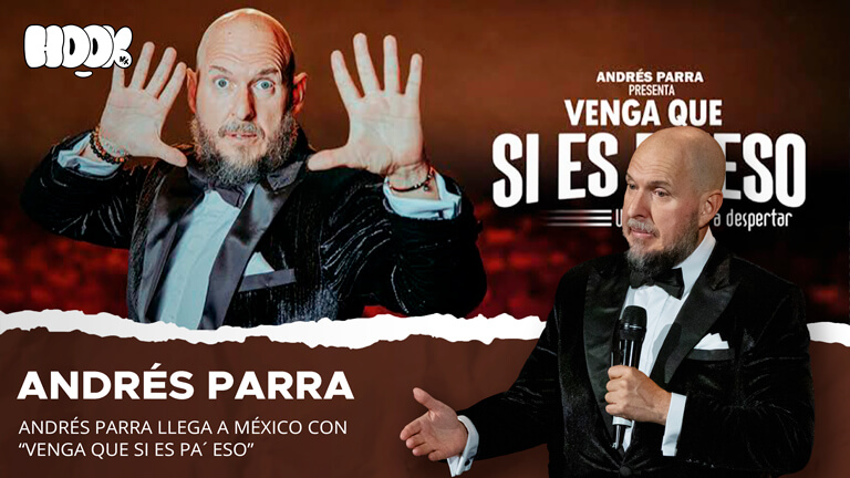 El actor colombiano posando para el cartel promocional del show Andres Parra Venga que si es pa eso.