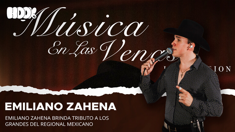 Emiliano Zahena vestidode charro promocionando su álbum Emiliano Zahena Musica en las venas.