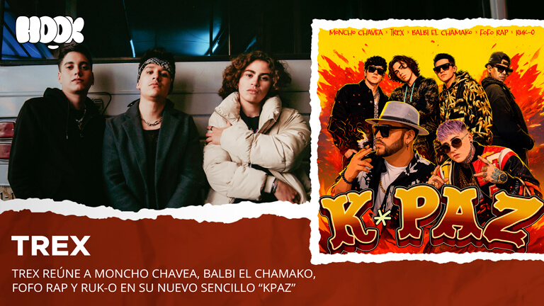Integrantes de TREX junto a Moncho Chavea, Balbi El Chamako, Fofo Rap y Ruk-O para el sencillo KPAZ.