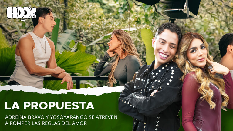 Andreína Bravo y YoSoyArango posando juntos para la portada promocional del sencillo La Propuesta.